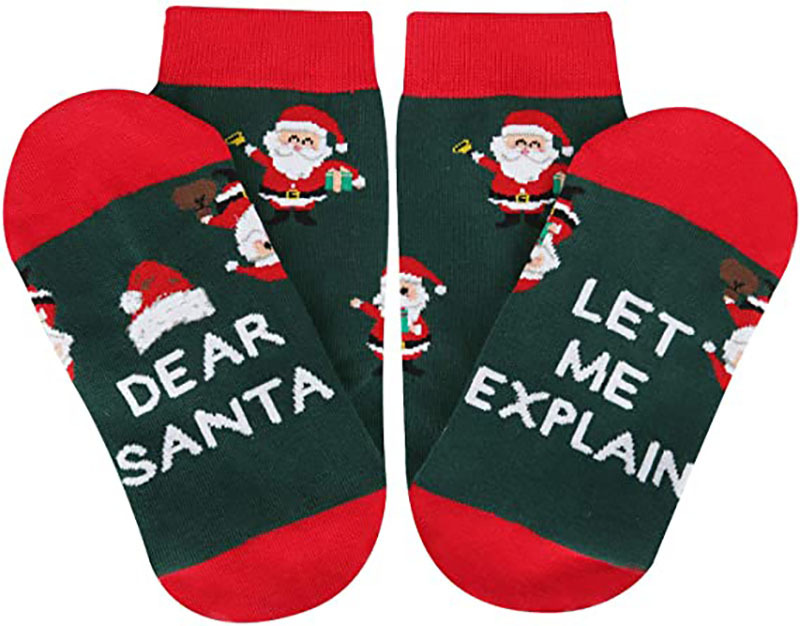 Dear Santa Let Me Explain Christmas Letters Adult Socks Crew Socks Novelty Socks